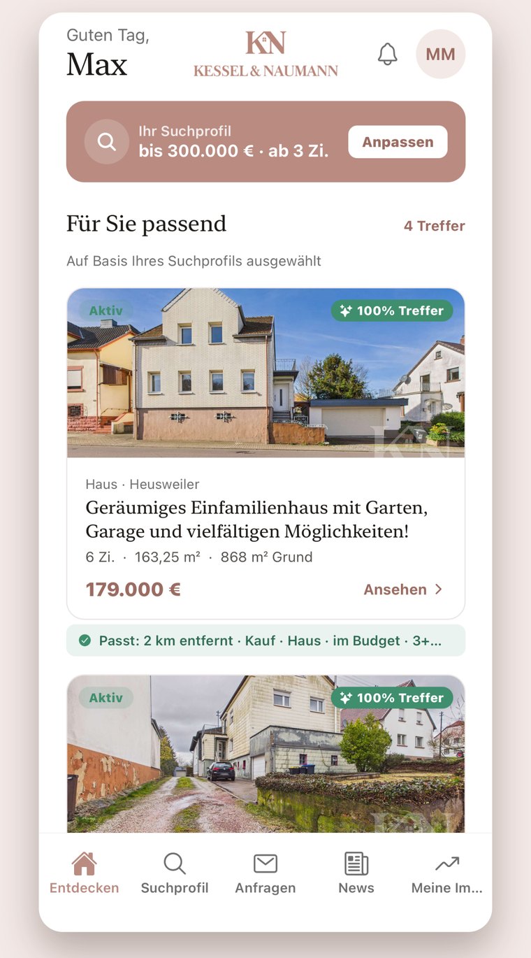 Die App zeigt passende Angebote